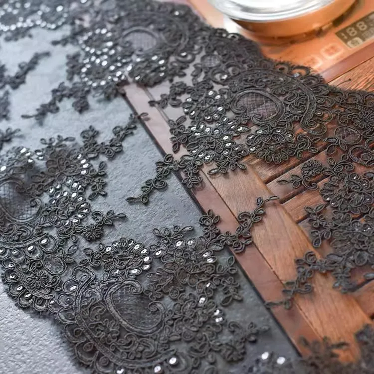 Pailletten Spitze bilaterale symmetrische Stickerei Zubehör, Couchtisch DIY, Hochzeitskleid, Abendkleid Dekoration Stoff