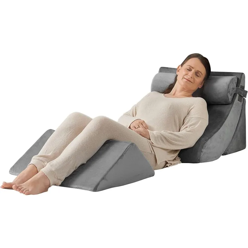 

4PCS Orthopedic Bed Wedge Pillow Set, Post Surgery Foam For Back, Neck And Leg Pain Relief Comfortable & Adjustable Ortho