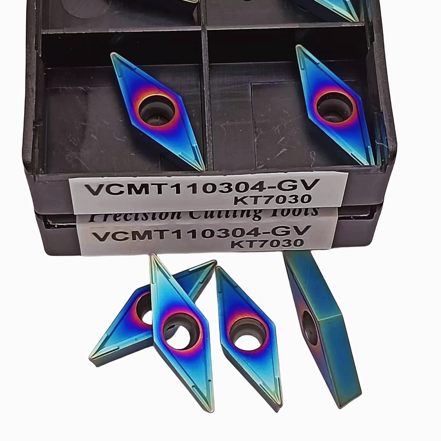 Herramienta de torneado de carburo de acero inoxidable, CNC, VCMT110304-GV, KT7030