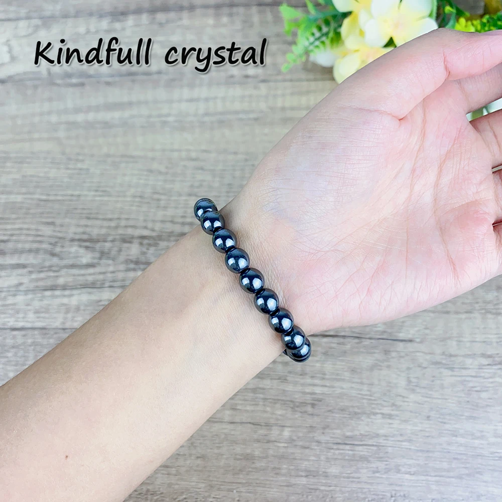 8mm Natural Crystal Stone Hematite Beads Bracelet For Woman Man Jewelry Original Gifts Therapy Health Care Magnet Healing Gem