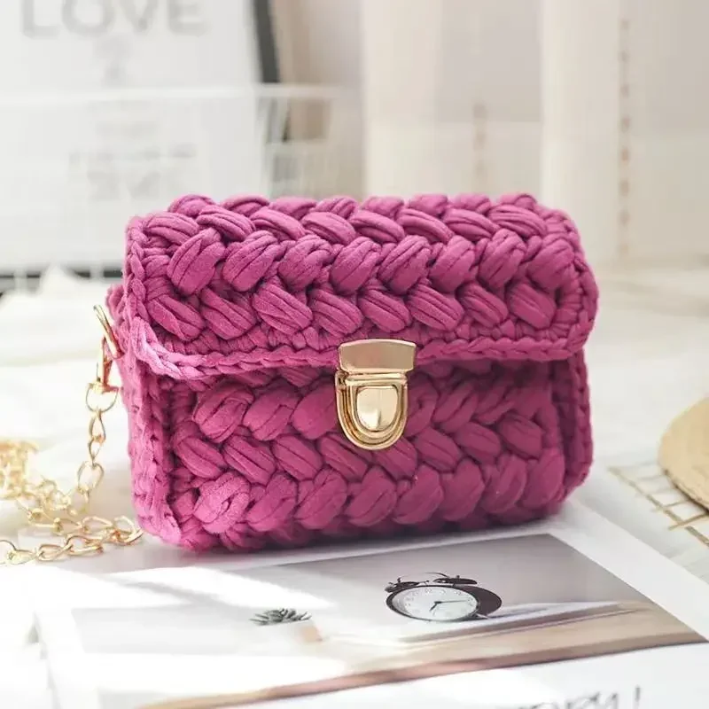 Imagem -06 - Crochet Crossbody Bolsa para Mulheres Bolsa de Ombro Tecida