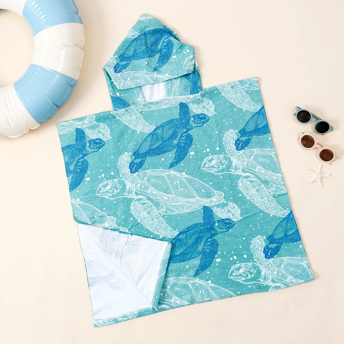 HappyFlute 60x60CM Kids Microfiber Badhanddoek met capuchon Unisex Natuur Dierenprint Zwemmen Strandlaken voor meisjes en jongens