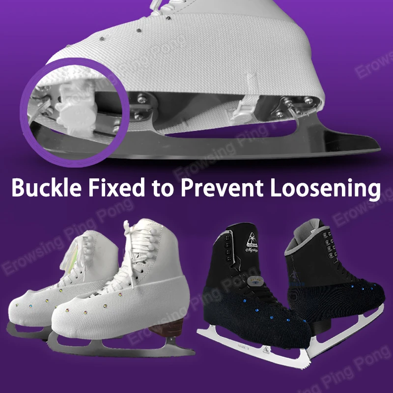 Dual Buckle Ice Skate Shoe Covers Stretch Fabric Anti-Scratch Figure Skating Boot GuardsWidened Thickened Skate Protector Sleeve