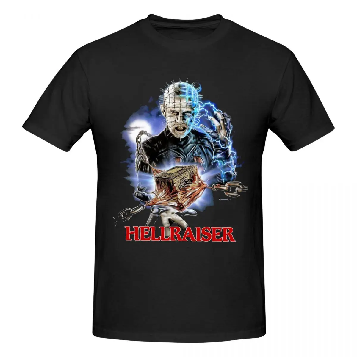 Men Hellraiser Retro Vintage 80s Movie T Shirt Vintage Cotton Crewneck T-shirt