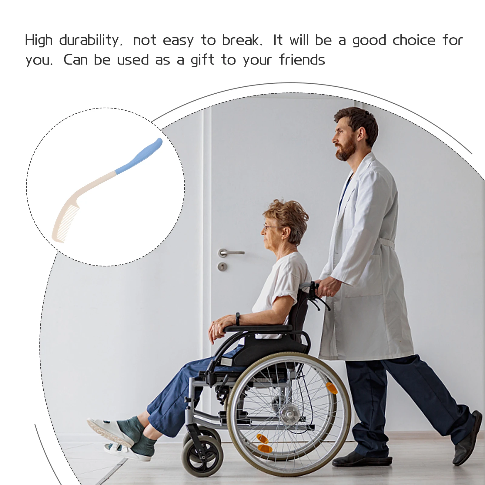 

Ergonomic Long Handle Comb Disabled People Plastic Material Sturdy Structure Smooth Teeth Configuration Massage Experience Daily