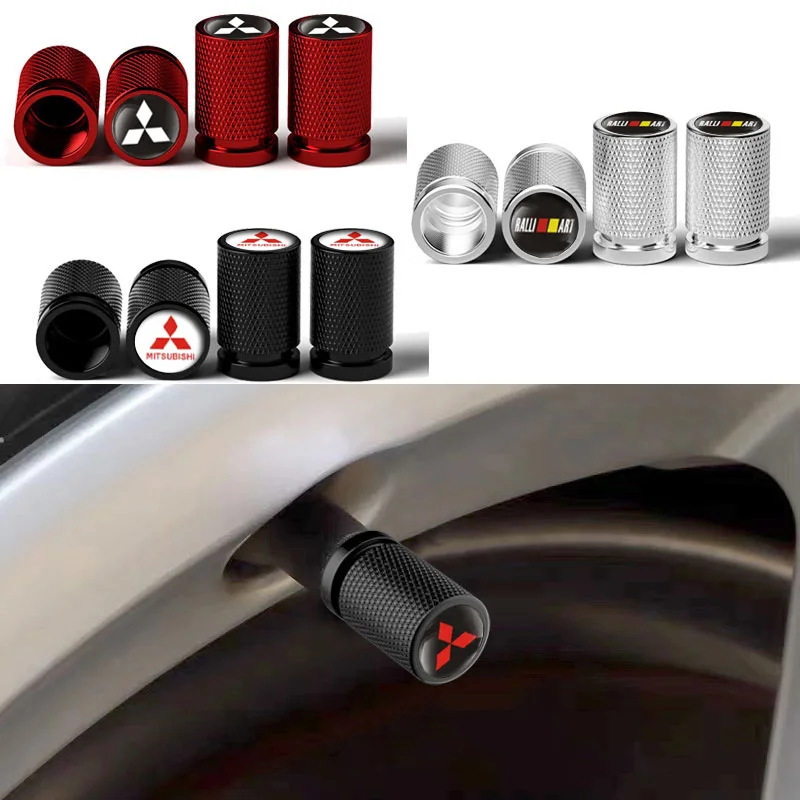 4pcs Car Wheel Tire Valve Caps Stem Covers for Mitsubishi Ralliart ASX Lancer 9 10 L200 Colt Pajero Outlander Eclipse Galant