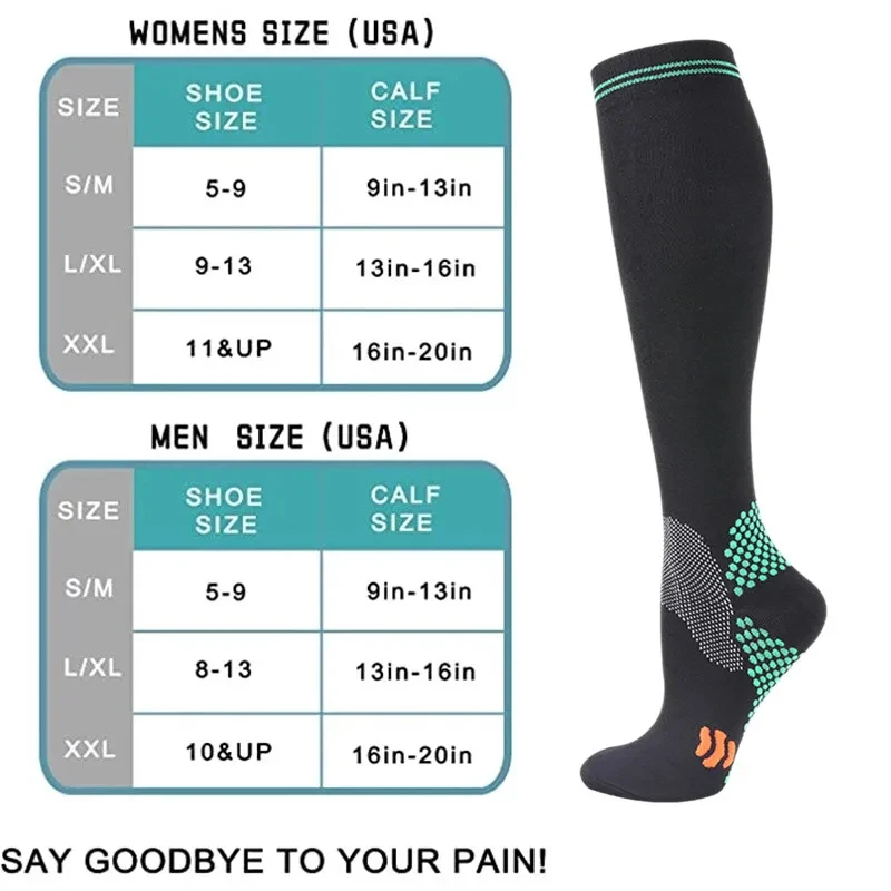 Compression Socks Marathon Football Hiking Bicycle 20-30mmhg Sports Socks Support Leg Elasticity Swelling Diabetes Varicose Vein