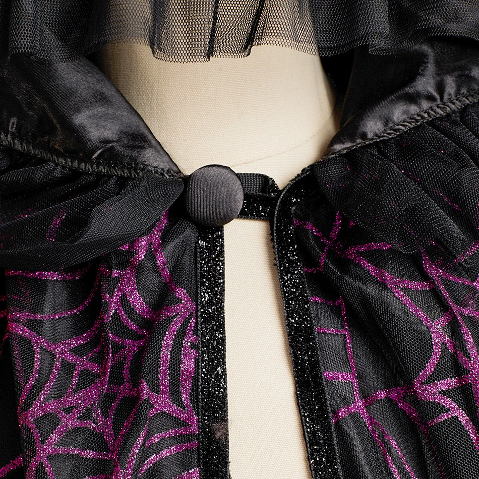 مجموعات أزياء الساحرة للفتيات، عباءة الهالوين التأثيرية، عباءة لحفلات أعياد ميلاد الأطفال، قناع عصا، ملابس الأداء