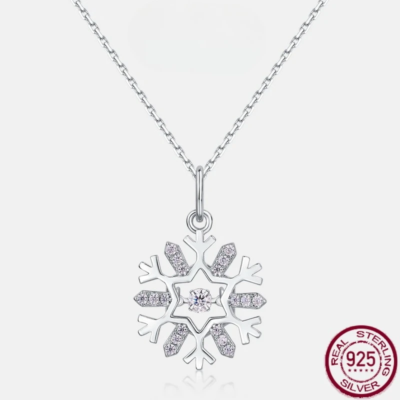 

Новый дизайн сверкающей снежинки из чистого серебра S925 с подвеской со сверкающим белым бриллиантом, модные и роскошные свадебные украшения