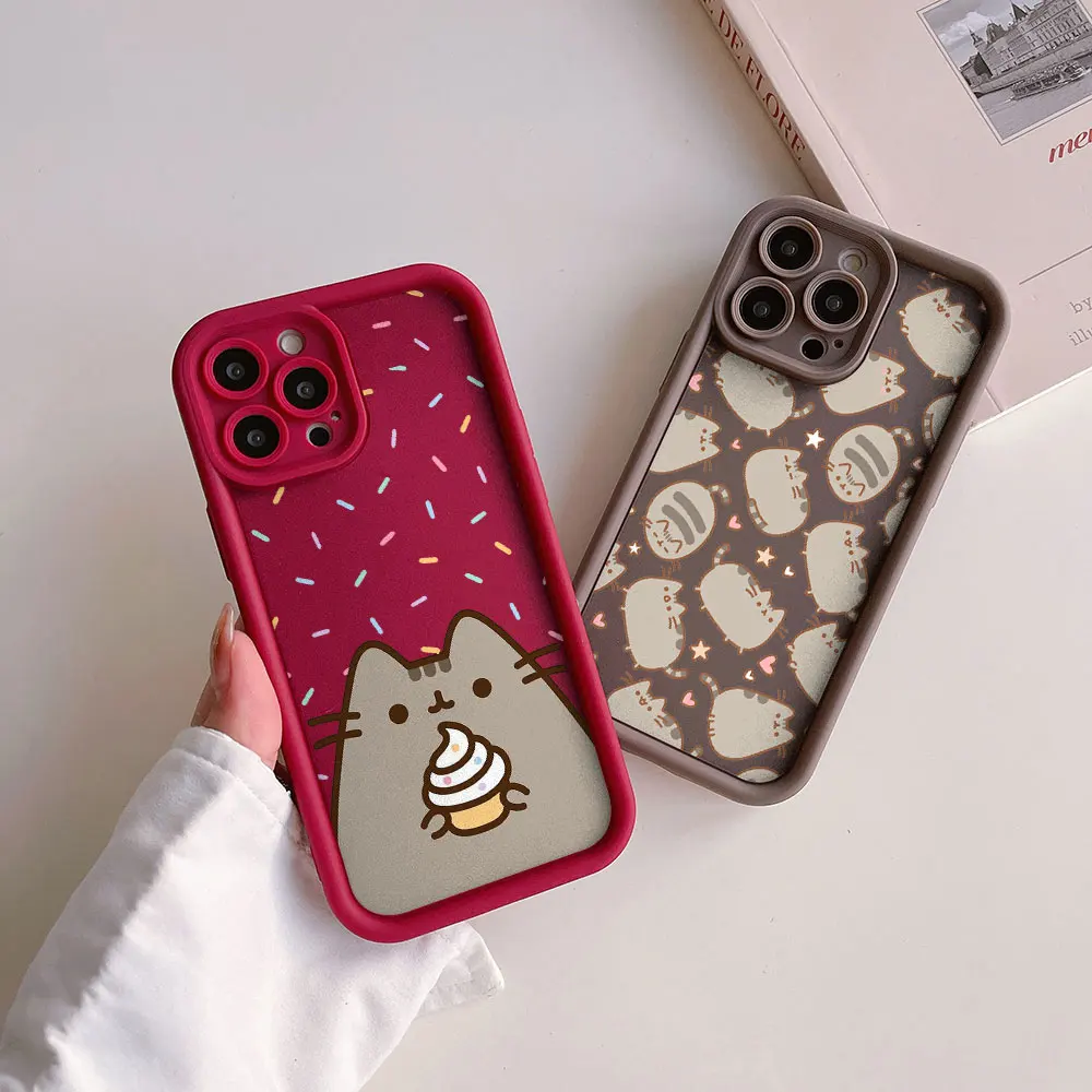 Funny Pusheen Cat Camera Protection Case For iPhone 15 14 13 12 11 Pro Max Mini XR XS X 8 Plus SE20 Soft TPU Back Cover Funda