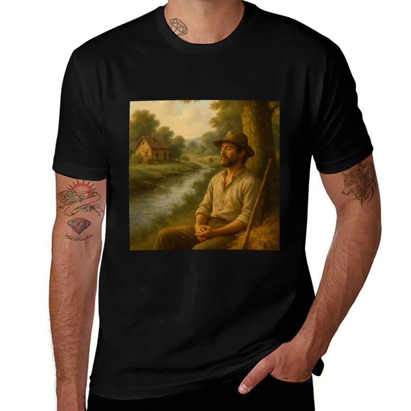 

Country Rest by the Riverside – Rustic Serenity T-Shirt topping valentines clothes Man t-shirt t shirts for men