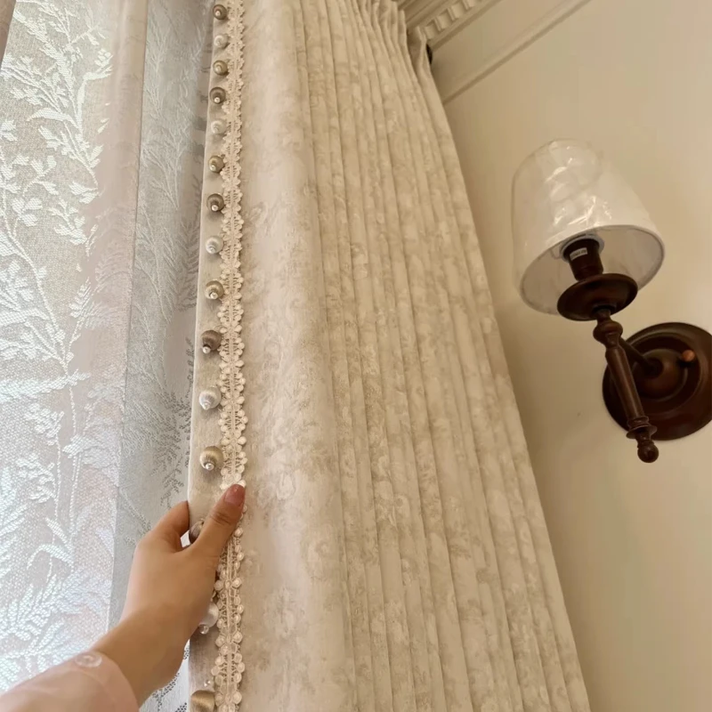 

Шторы на заказ из жаккардового шенилла с эффектом французского кремового окрашивания, светонепроницаемые, премиум-класса, для гостиной, столовой, спальни, модные