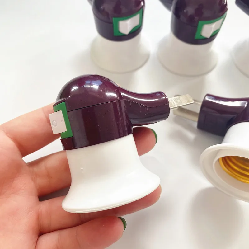 5Pcs/lot  Lamp Base E27 LED Light Male Socket To EU/US Type Plug Adapter Converter For Bulb Holder With ON/OFF Button White