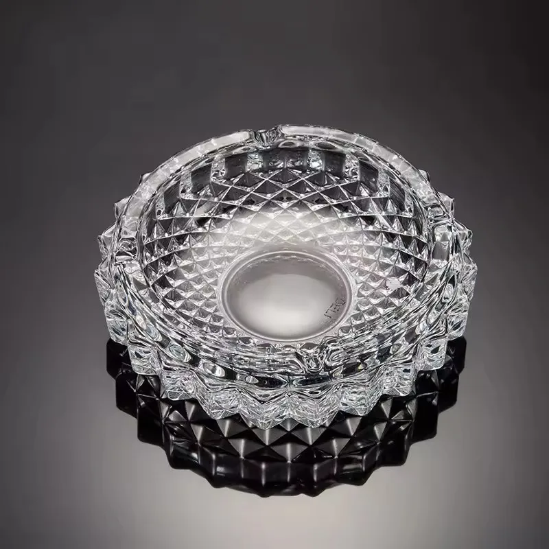 Round Clear Crystal Ashtray High-grade Refined Glass Creative Office ashtray Bedroom, living room, hotel supplies