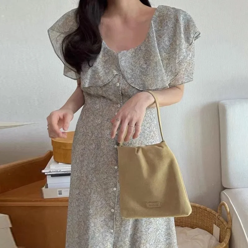 Vestido largo romántico con estampado Floral para mujer, novedad de verano, estilo e, vestido de gasa con dobladillo d...