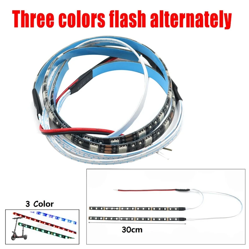 2X LED Strip Flashlight Bar Lamp For KUGOO M4 Electric Scooter Skateboard Night Light Strip Multiple Color Switching