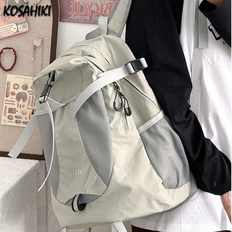 

Vintage Y2k Aesthetic Trendy Schoolbags Students Casual Simple Travel Backpack All Match Drawstring Backpacks Streetwear Women