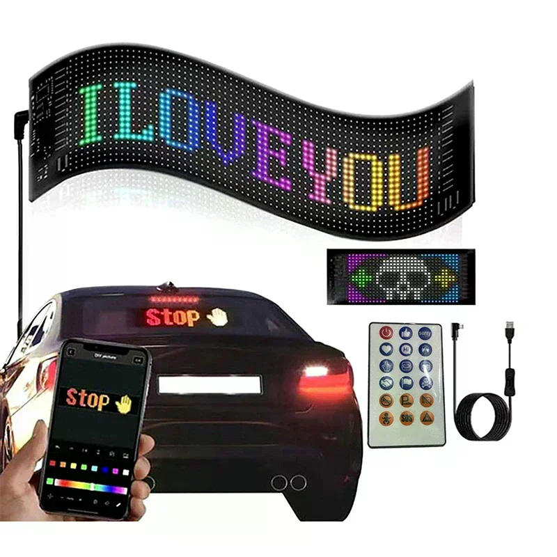LED Matrix Panel USB 5V Flexible LED Pixel Display Screen RGB Graffiti Pattern Message Display Bluetooth APP For Car/Shop/Sign