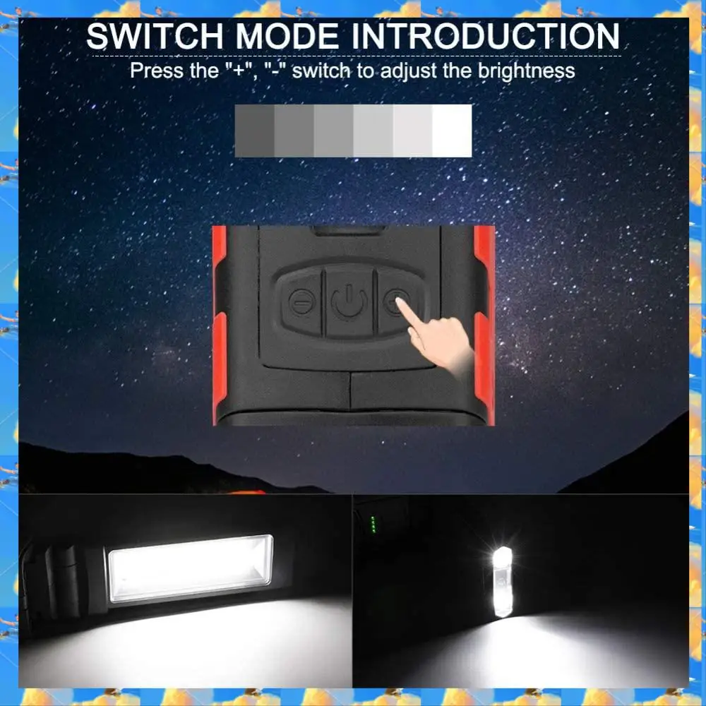 FTS Super Bright COB LED Working Light With Magnetic Base & Hook USB Rechargeable Dimmable Flashlight For Outdoor Car Repair