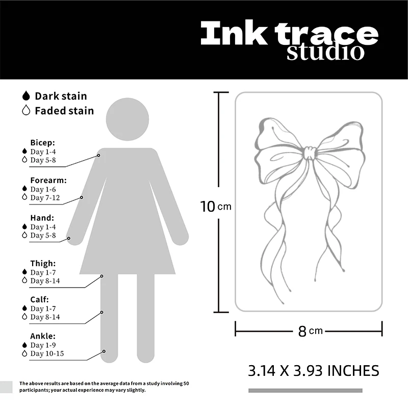 Magical Bow-Shaped Ribbon Temporary Tattoos Waterproof Semi-Permanent Stickers Last up to 15 Days