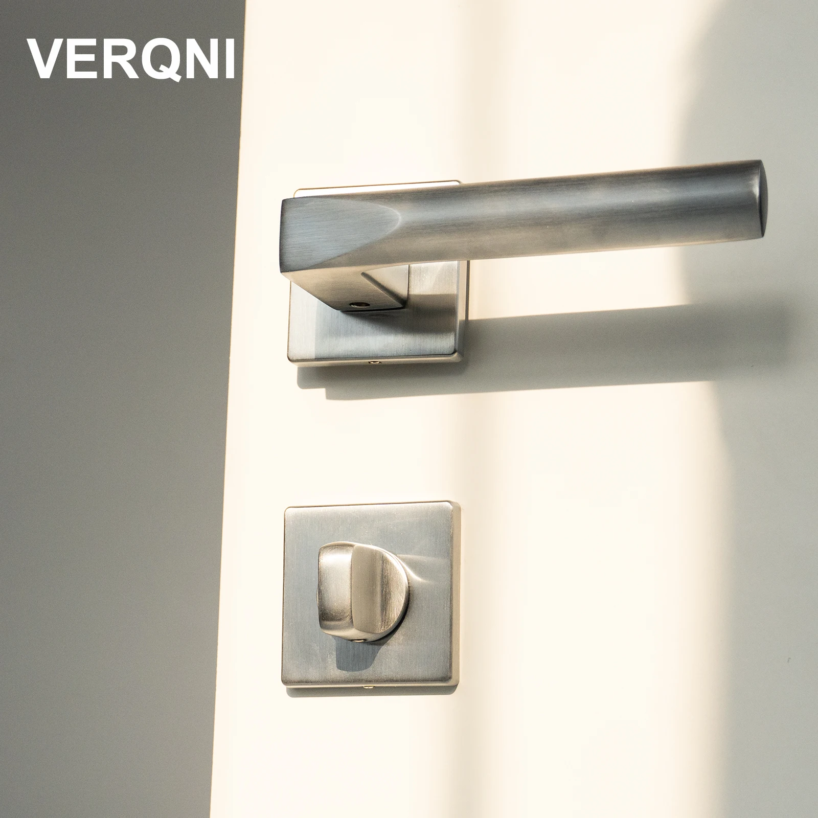 

VERQNI MANIGLIE & ACCESSORI NF2173 Минималистичный элегантный комплект дверных ручек-замков из цинкового сплава, матовый черный, антикоррозийный, для деревянных дверей
