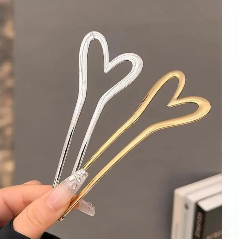 Koreanische Neue Haarnadeln Haarstäbe Herz Geometrisch Metall Trendige Metall-Haaraccessoires Kopfschmuck Frisur für Frauen Mädchen Schmuck – Detail 8