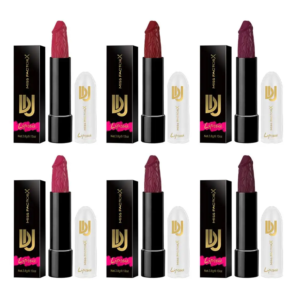 6 Colors Penis Shape Lipstick Mushroom Long Lasting Moisture Cosmetic Rouge Matte Lipstick Lips Makeup