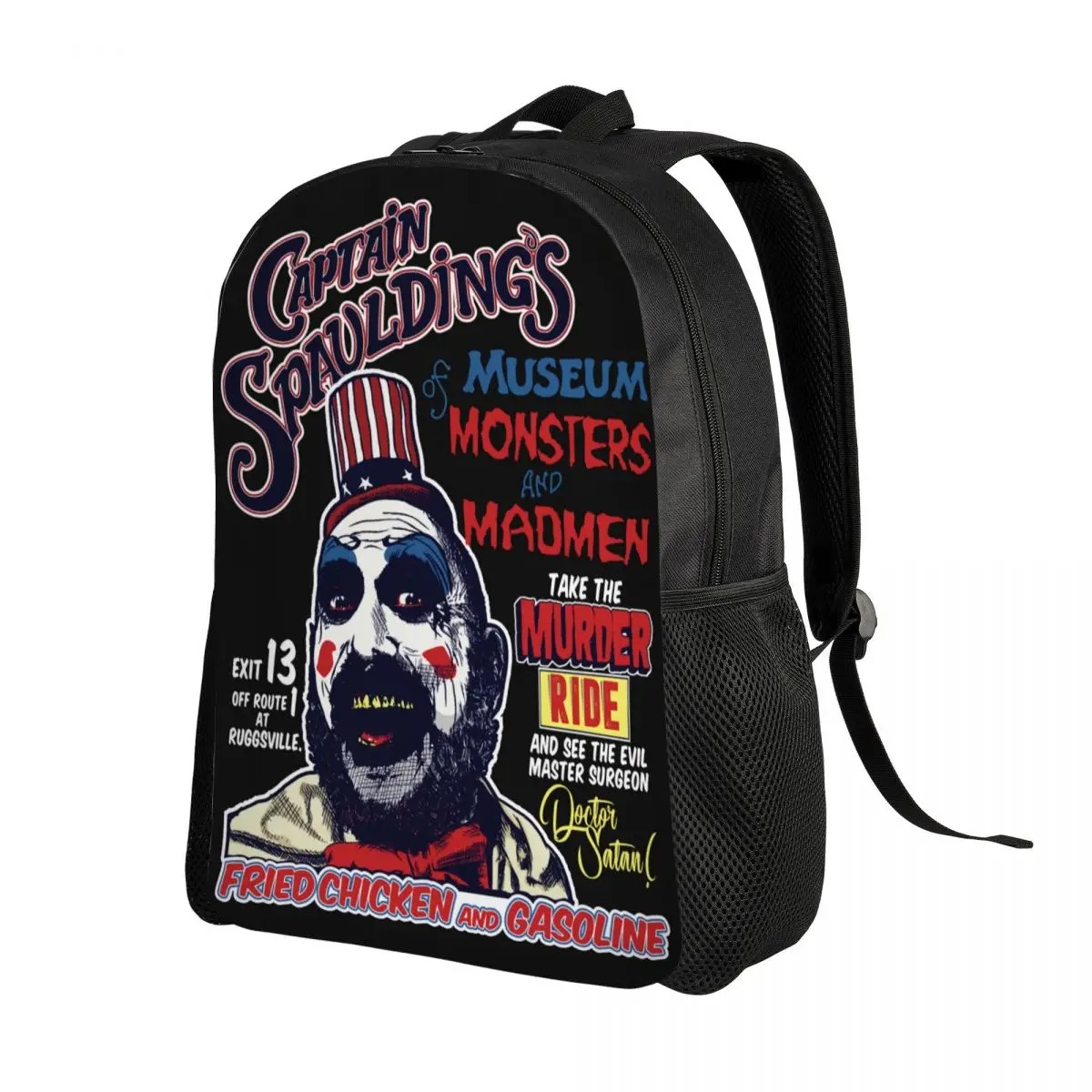 Custom Captain Spaulding Backpack Women Men Water Resistant School College Horror Film House of 1000 Corpses Bag Print Bookbags