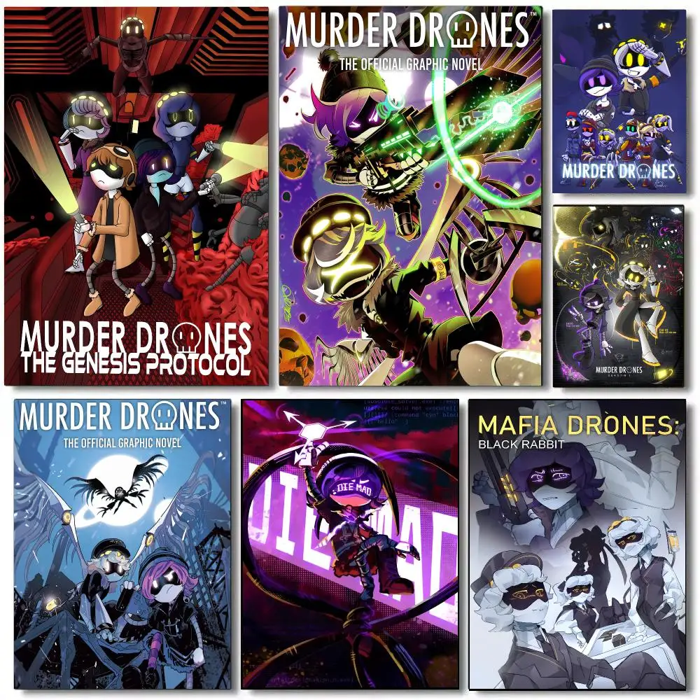 Classic Tv show Anime M-Murder Drones Poster Self Adhesive Wall Art Decor for Bedroom Living Room Office Home Decor Gift