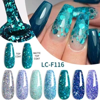 LILYCUTE-esmalte de uñas en Gel con purpurina azul, 7ml, plata, oro rosa, lentejuelas coloridas, semipermanente, barniz para decoración de uñas en Gel UV