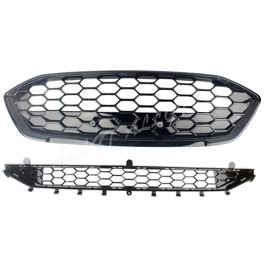 Car Front & Lower Grille  Bumper Grill Honeycomb For Ford Focus 2019 2020 2021 2022