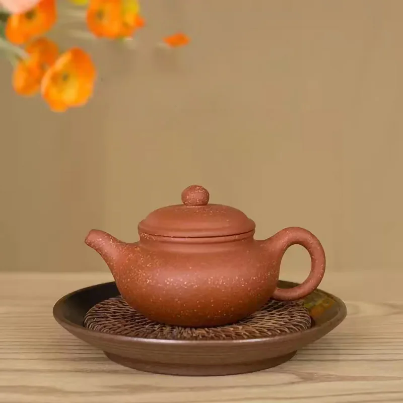 200CC Handcraft Yixing Teapot Using Dragon Blood Sand Clay 9 Holes Filter Antique Design Chinese Kettle Puer Tea Kung Fu Teaware