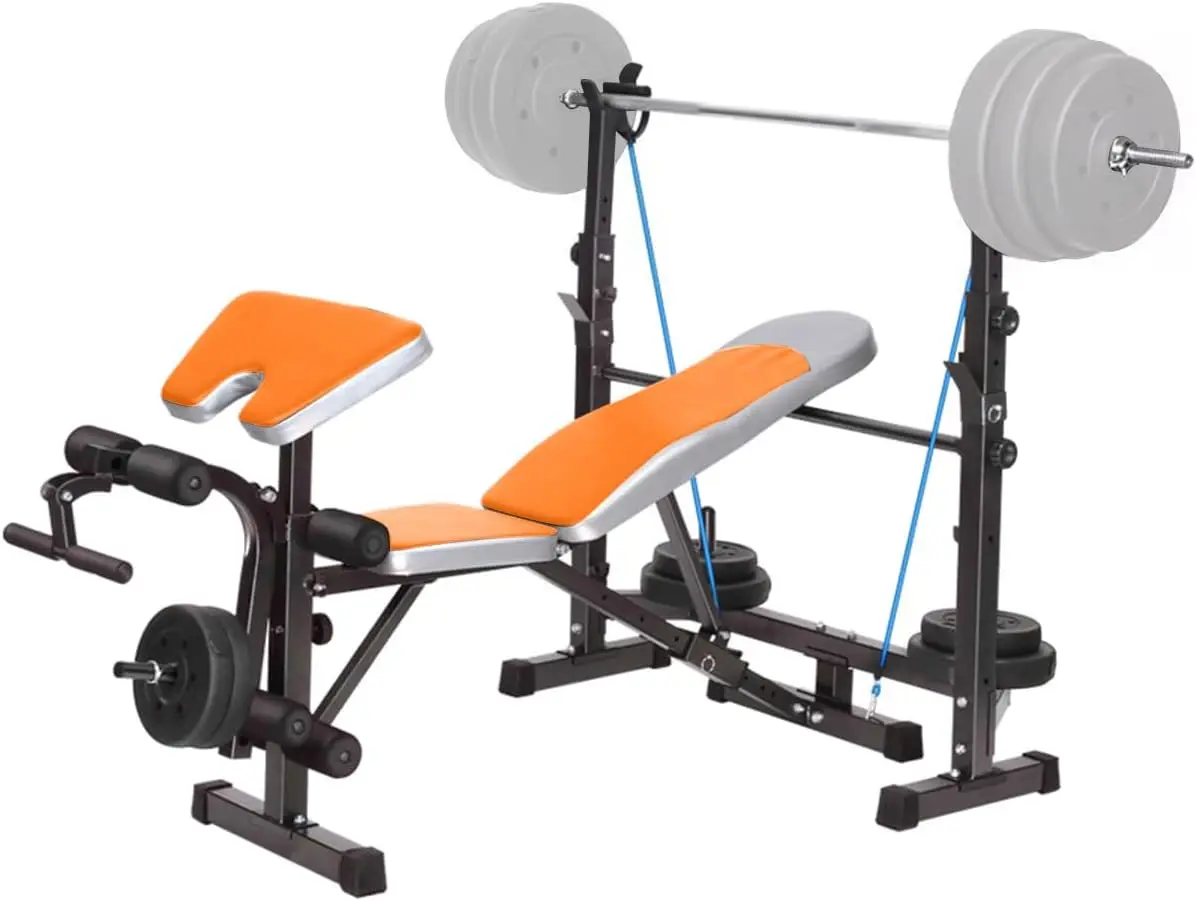 

Скамья для приседаний со стойкой для приседаний Регулируемая скамья для сгибания рук Удлинитель ног Скамья для тренировок Наклонная/деклайн Плоская скамья для стяжки