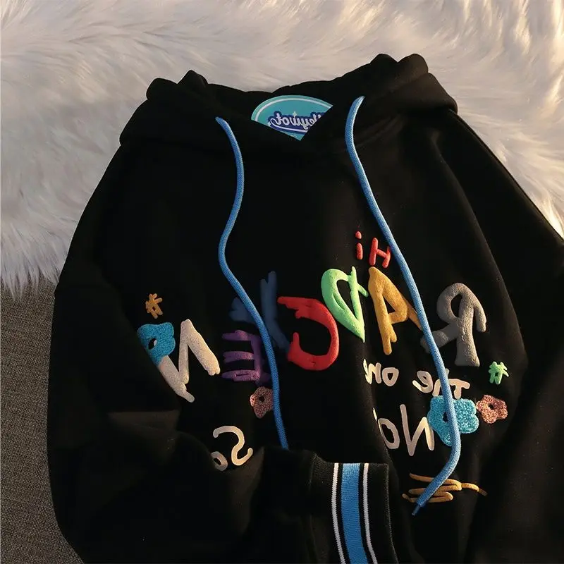 مقنعين سترات قطنية عالية الجودة المرأة Y2K الملابس 2000S صورة ظلية زمم الدافئة الأزرق الداكن المرأة الشتاء العصرية Ins الهيب هوب حجم كبير #2