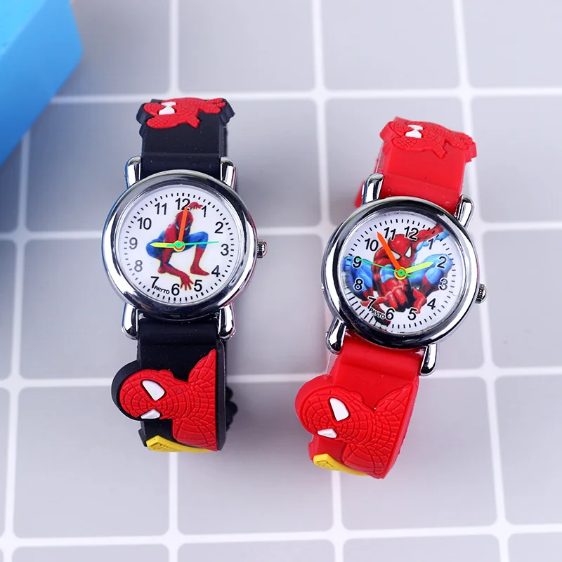 Jam Tangan Elsa Frozen Kartun untuk Anak Laki-laki Jam Tangan Quartz Tali Karet Jam Anak Spiderman Jam Hadiah Jam Tangan Siswa