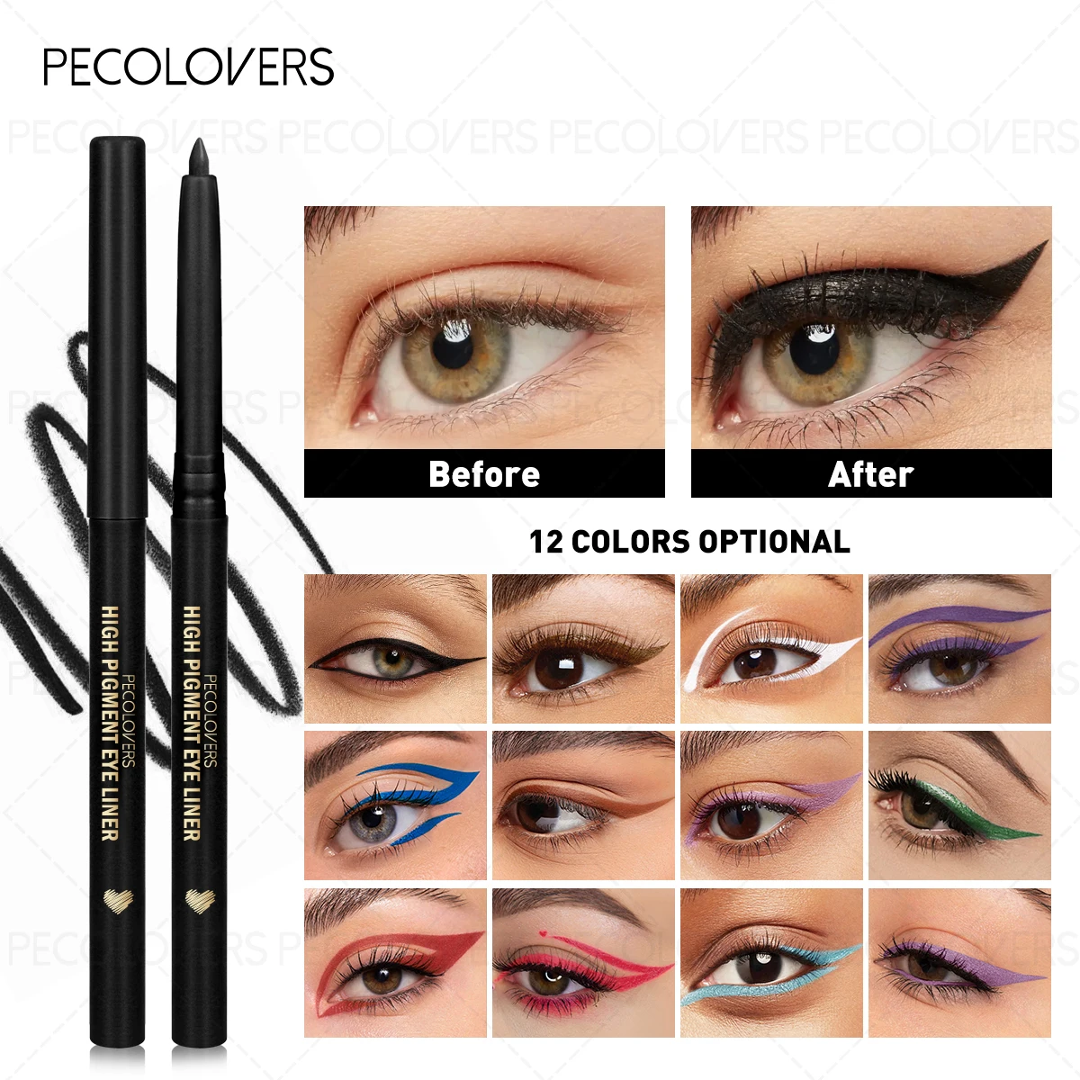 Nicht trocknender Eyeliner, farbiger Augenbrauenstift, langlebig und weich, Weihnachtsgeschenk