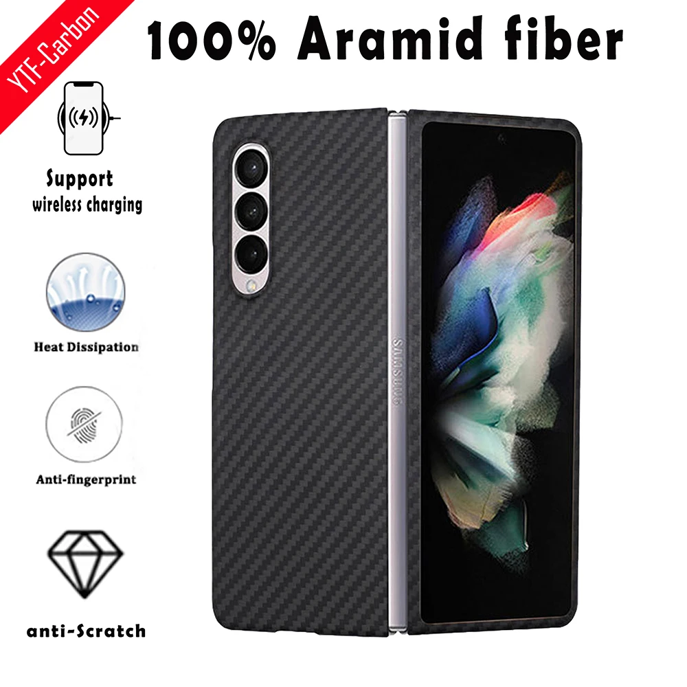 YTF-Carbon Carbon fiber phone case For Samsung Galaxy Z Fold 5  Aramid fiber Anti-fall busines cover Galaxy Z Fold 4 Green