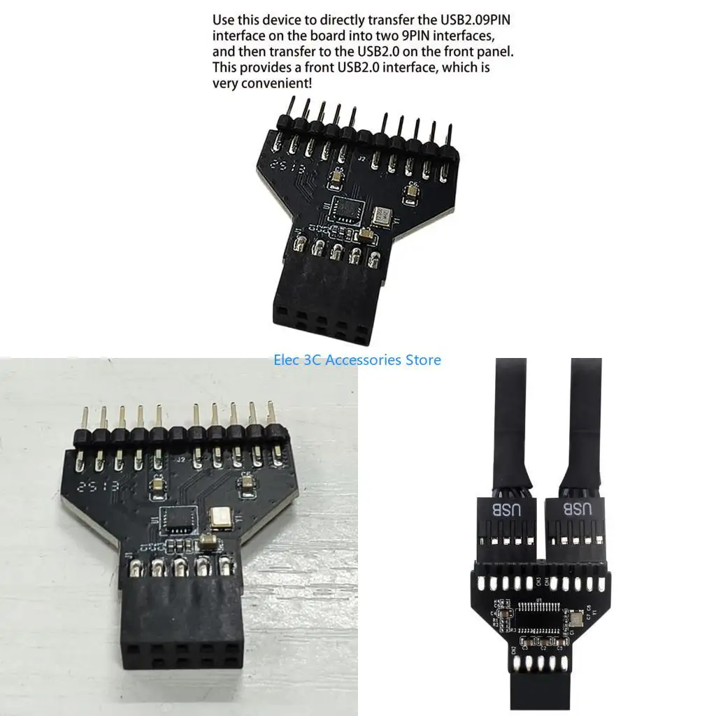 Y51A Motherboard USB2.0 9-pin 9PIN Extension Circuit Board 1 to 2 Extension Splitter Computer Accessories
