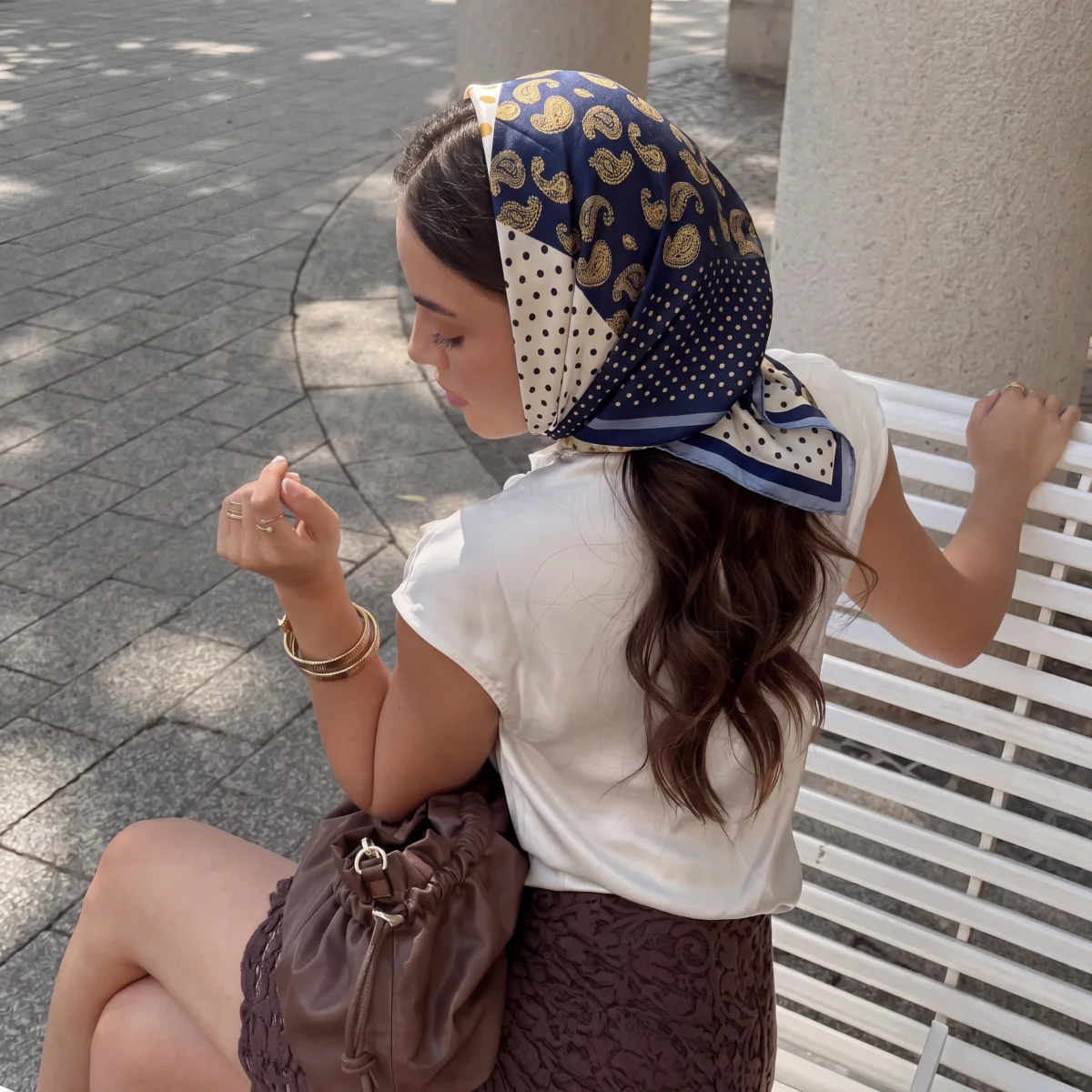 

New Bandana Designer Silk Square Scarf Women 70cm Satin Shawl Wrap Hijab Female Hair Band Wrist Luxury Headkerchief Echarpe