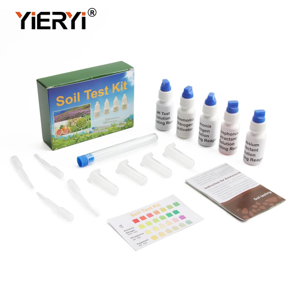 Yieryi New Soil Testing Kit Soil PH Meter Soil Quality Testing Tool with N1 Nitrate P1 Potassium K1 K2 Accessories