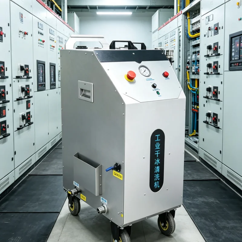 Dry Ice Blaster Water Free Operation Portable Wheeled Design For Bakery Equipment Degreasing Circuit Cabinet Decontamination Job
