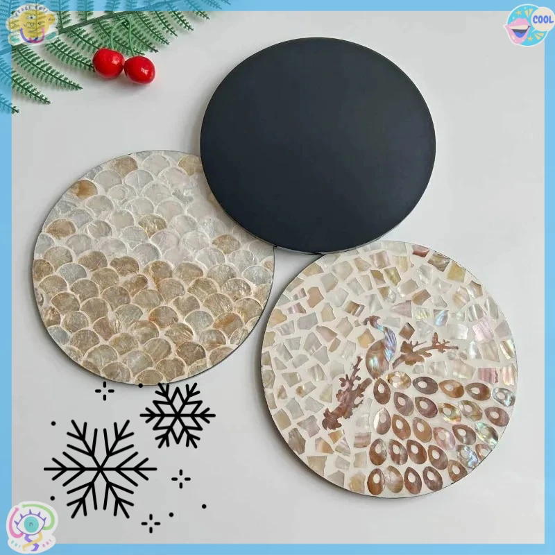 

Vietnamese Shell Coaster & Tray Set, Hand-Inlaid Ins Fashion Luxury Art Piece for Dining Table Decor