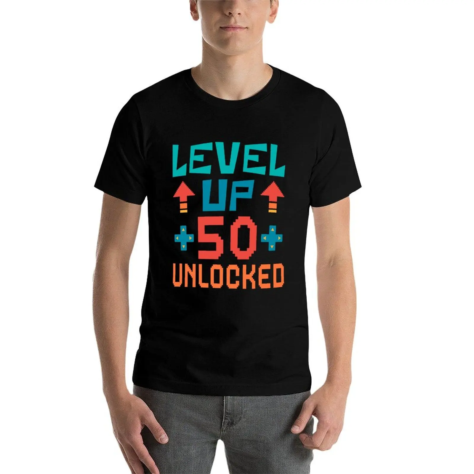 Level Up, 50 Unlocked. Retro T-Shirt quick drying kawaii clothes vintage clothes men tshirt