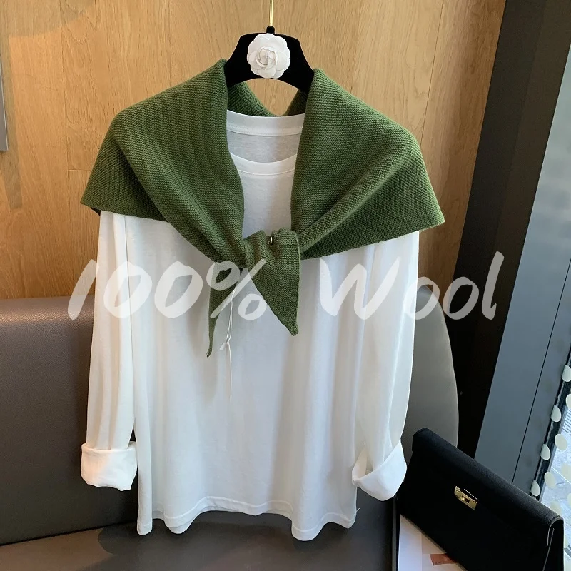 

100% шерсть, женский вязаный саржевый треугольный шарф, зимние утолщенные теплые шали, шейный платок, роскошные накидки, воротник из пашмины Bufanda