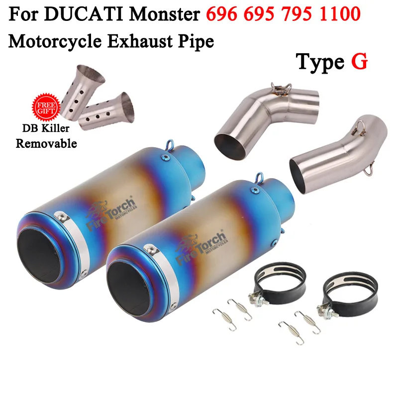 For Ducati Monster 659 696 695 795 1100 Hypermotard 796 Motorcycle Exhaust Pipe Connecting 51mm Moto Muffler Escape DB Killer