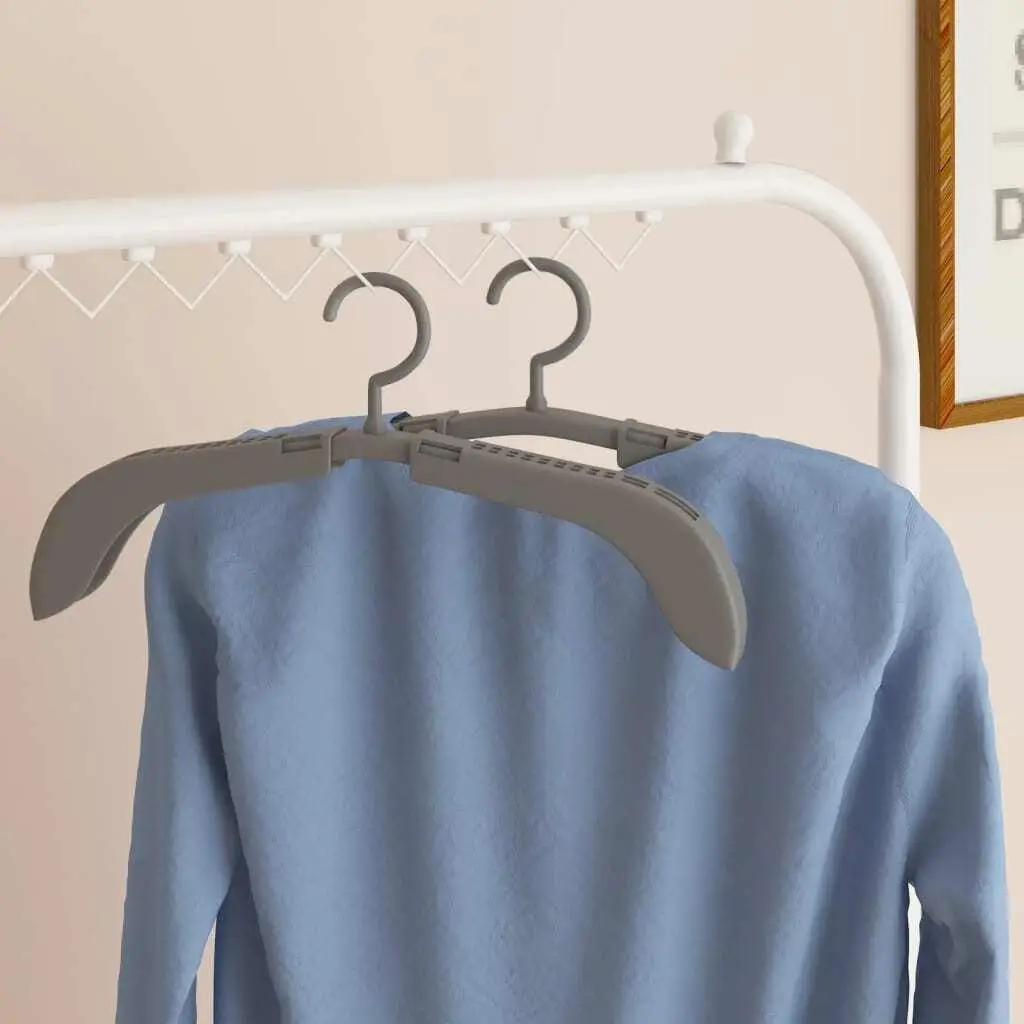 5-Pack Extendable Grey Clothes Hangers - Space-Saving Design for Optimal Closet Organization