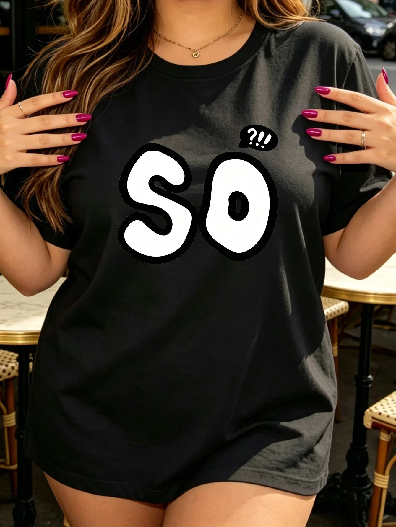 Cute So Letter Print Question Mark Speech Bubble Funny Slogan Graphic Ladies T Shirt Short Sleeve Crew Neck Casual Tee Top Cheap