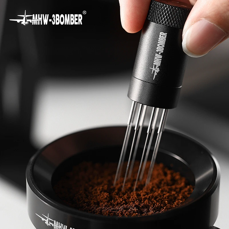 

MHW-3BOMBER Espresso Coffee Stirrer with Metal Magnetic Storage Stand Coffee Distributor Stirring Tool Home Barista Accessories