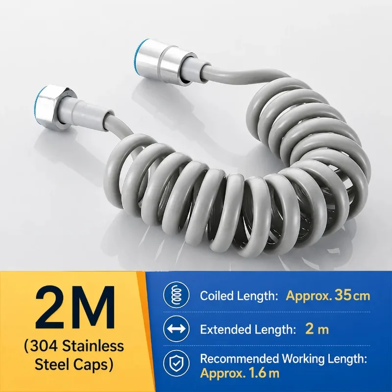 3pcs Flexible Spring Coiled Hose Universal Retractable PU Shower Pipe Anti-Tangle for Toilet Bidet Sprayer Bathroom Accessory