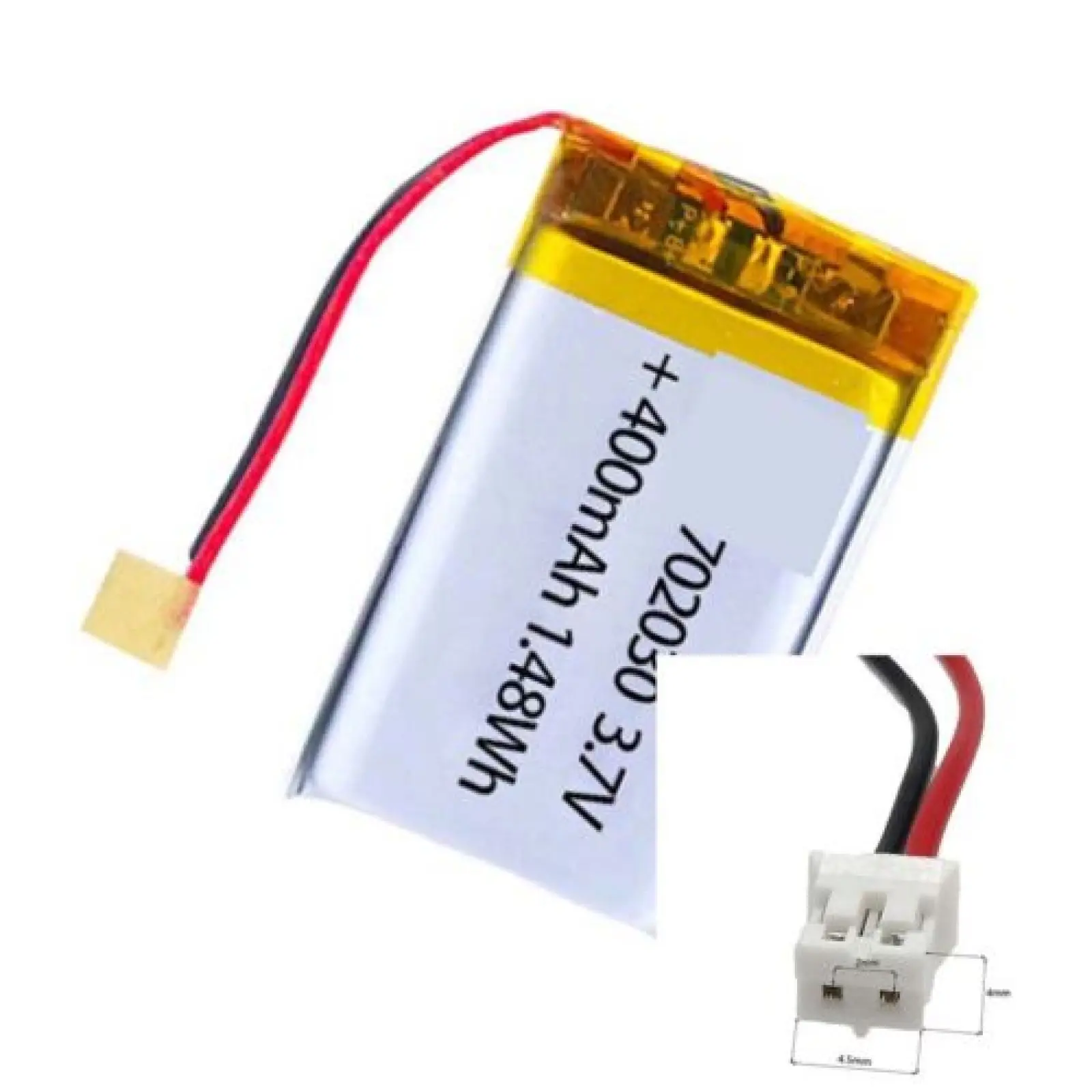 3.7V 400mAh 702030 Li-Polymer Li Battery JST-PH 2pin 2.0 For SMART WATCH LAPTOP MOBILE POWER TABLET CHARGING TREASURE POWER DVD